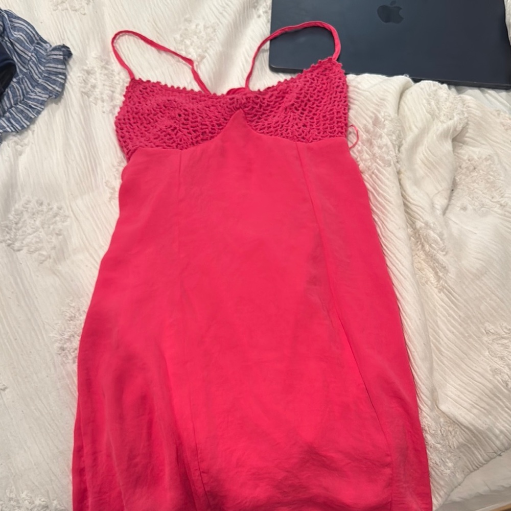 Red Sleeveless Dress with Crochet Detail